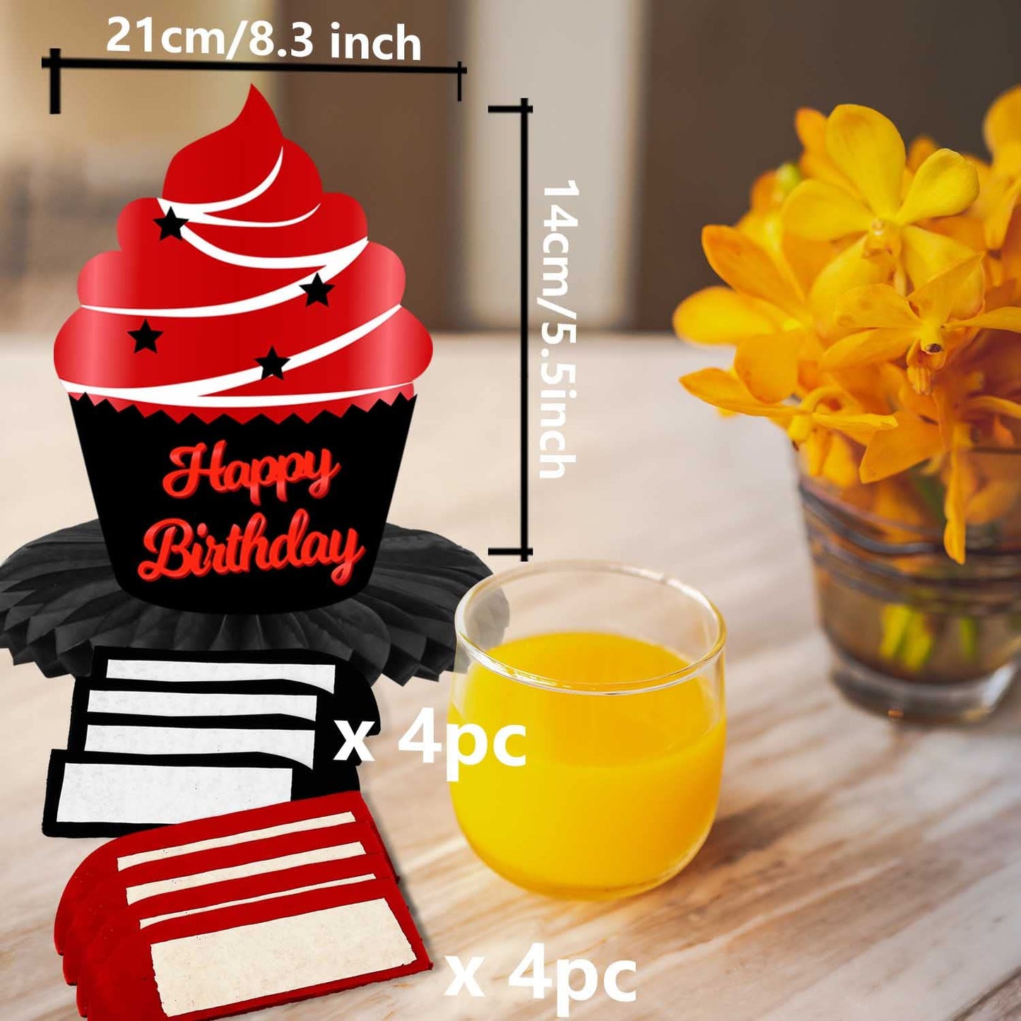 Happy 29th Birthday Red and Black Table Honeycomb Centerpieces Balloons Theme Decor Table Decorations Table Toppers for Girls Women Princess 29 Years