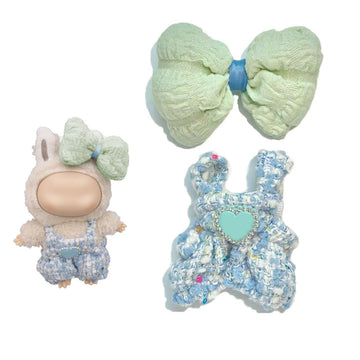 17cm Clothes Set(No Doll), Hat & Overalls Set for 17cm Dolls Clothes Accessories Suit, Cute Clothing for labuu Dress up(Blue)