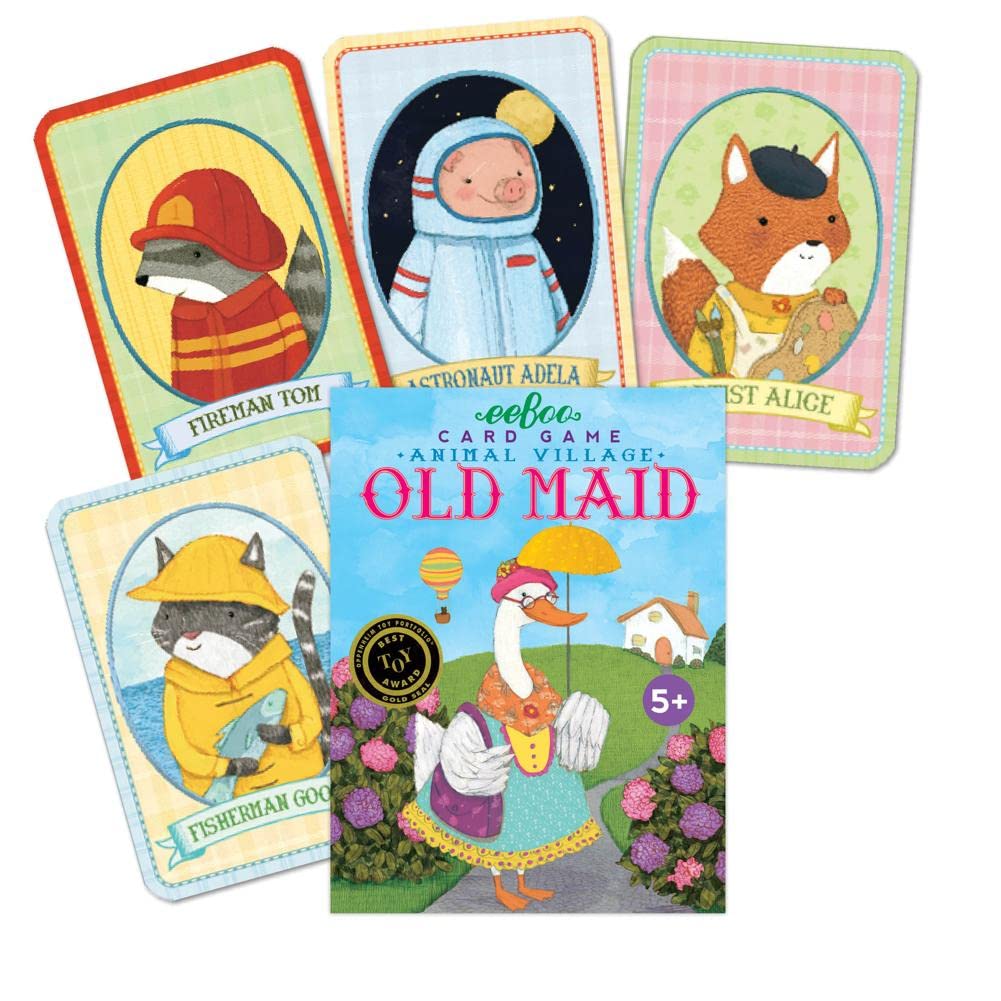 eeBoo Animal Old Maid Playing Card Game, 50 Cards, Ages 5+, 3+ Players