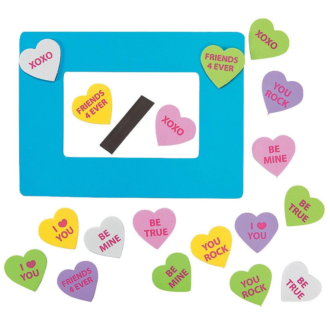 Conversation Heart Picture Frame Craft Kit - Makes 12 - Crafts for Kids and Fun Home Activities