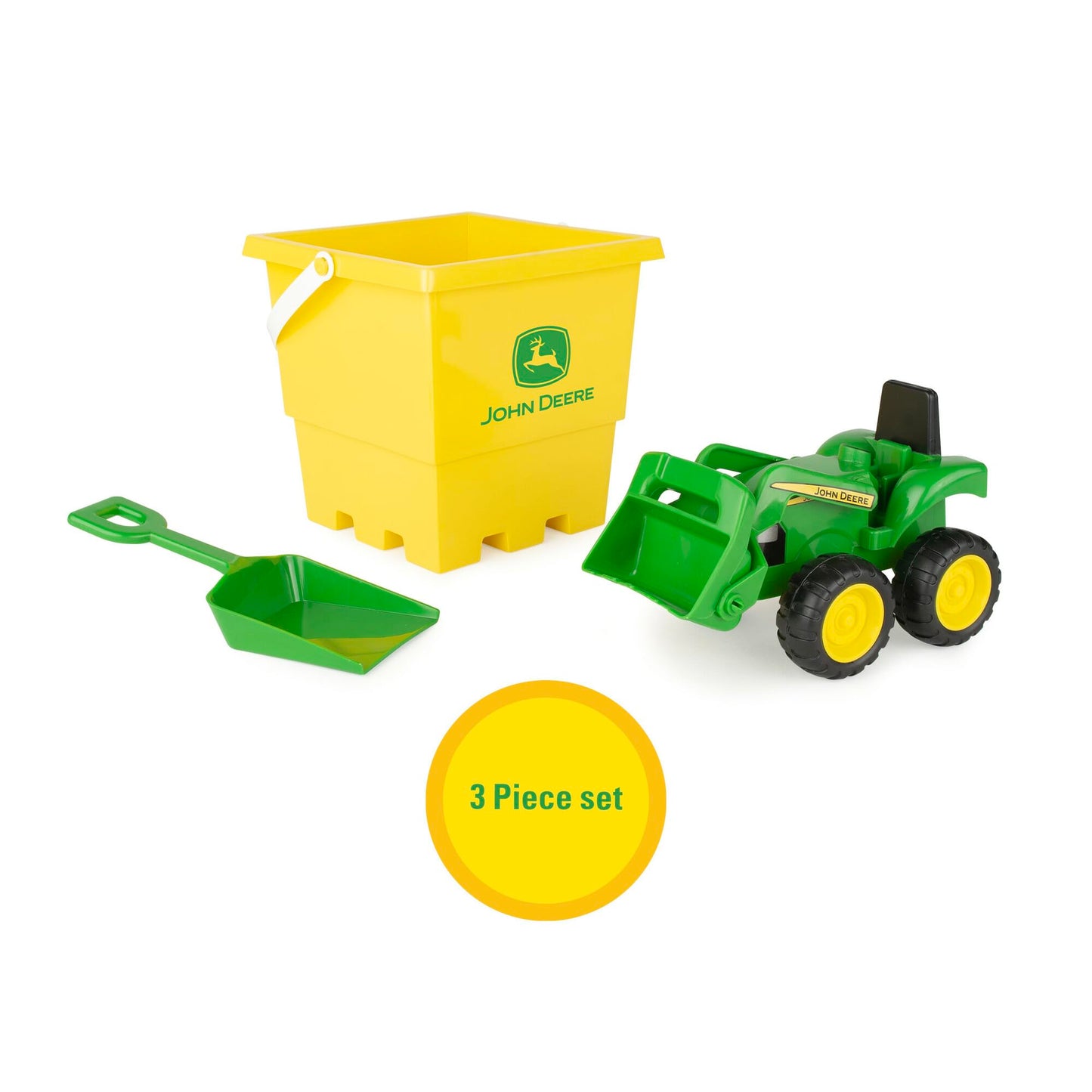 TOMY John Deere Sandbox Toy Set - Includes Dump Truck Toy, Bucket and Beach Shovel - Toddler Outdoor Toys and Farm Toys - Summer Kids Sand Toys