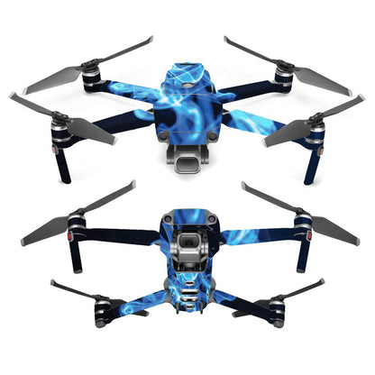 MightySkins Skin Compatible with DJI Mavic 2 Pro or Zoom - Blue Flames | Protective, Durable, and Unique Vinyl Decal wrap Cover | Easy to Apply