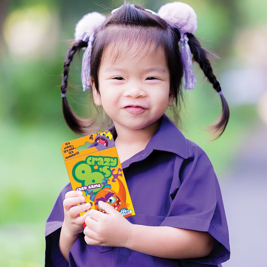 Outset Media Crazy 8's Card Game - The Classic Game of Monstrous Mayhem - Contains 36 Over-Sized Cards for 2 to 4 Players Ages 4 and up