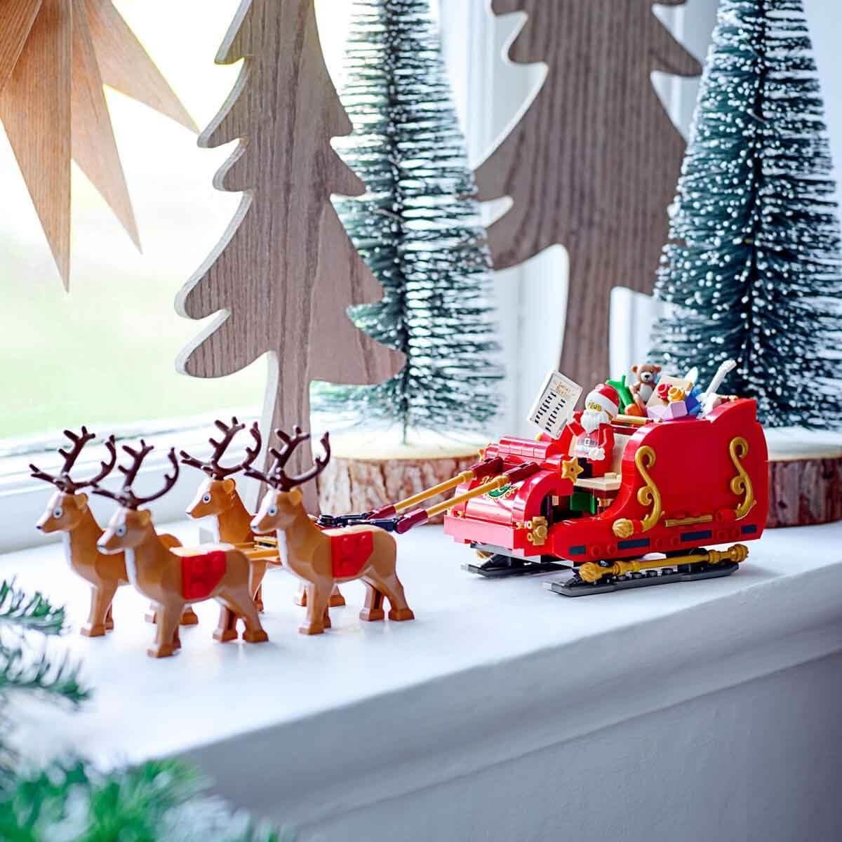 LEGO Santa's Sleigh - Building Toys for Kids, Boys & Girls, Ages 9+ - Indoor Christmas Decorations for Home W/Santa Claus Figurine & Reindeer - Gifts