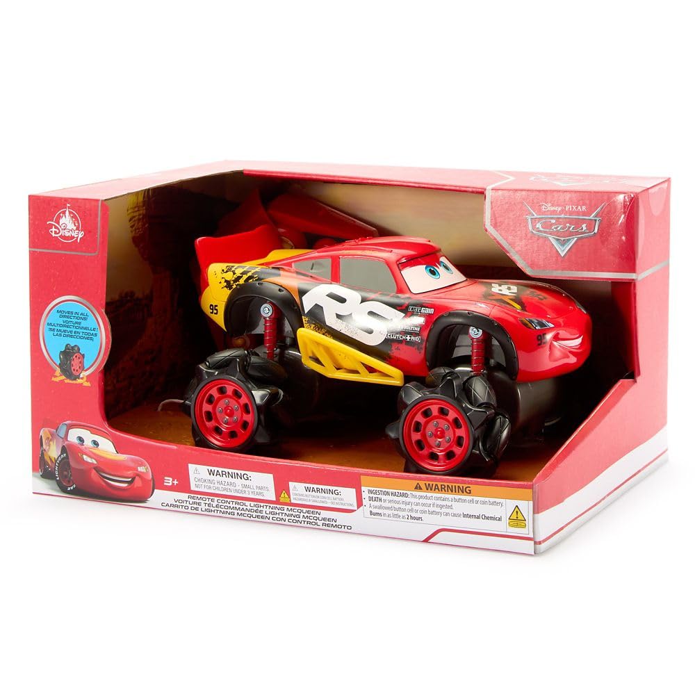 Disney Store Official Lightning McQueen Light-Up Remote Control Car - Lightning McQueen RC Car with Monster Truck Wheels, 2.4GHz Radio Controlled RC