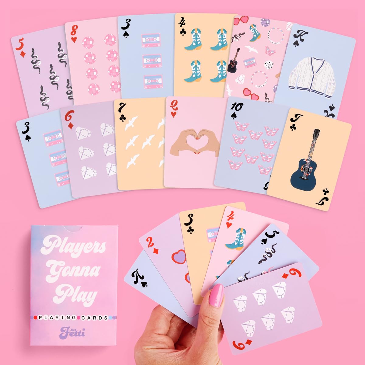 xo, Fetti Playing Card Set - 54 pcs | Bachelorette Theme Game, Birthday Party Activity, Girls Night Decor, Bach Accessory