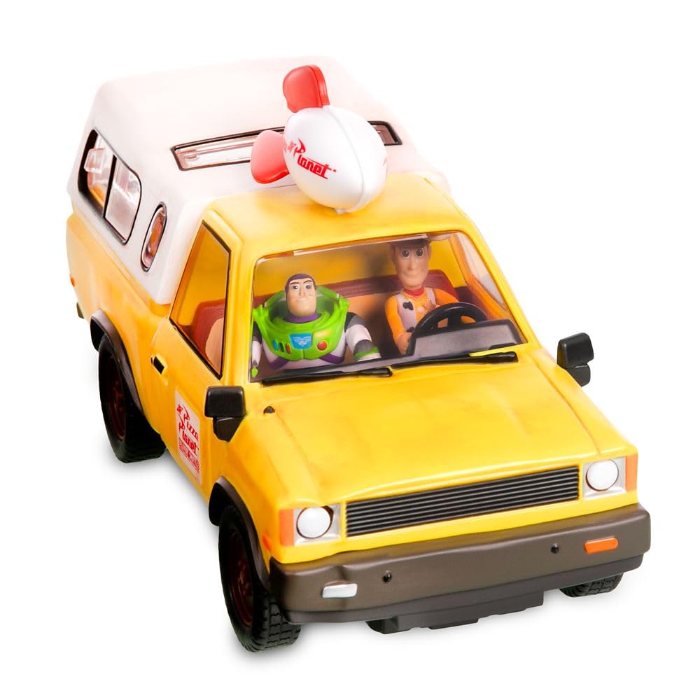 Disney Store Official Pizza Planet Truck with Lights & Sounds - Toy Story Action Figures Set Includes Woody & Buzz Lightyear, Movable Parts, Light Up