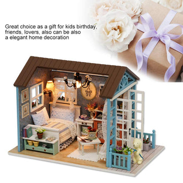 DIY Wooden Cottage Miniature Furniture Kit House Toy with LED Lights for Man Woman Gifts Home Decoration