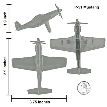 TimMee WW2 Fighter Ace Planes - Gray 9pc Plastic Army Men Airplanes USA Made