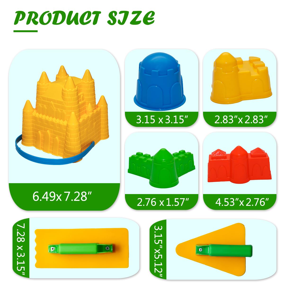 Holady 7 Pcs Beach Sand Toys Set,Includes Beach Toys Castle Molds Sand Molds, Beach Bucket,Shovel Tool Kit,Fun Outdoor Games Beach Accessories