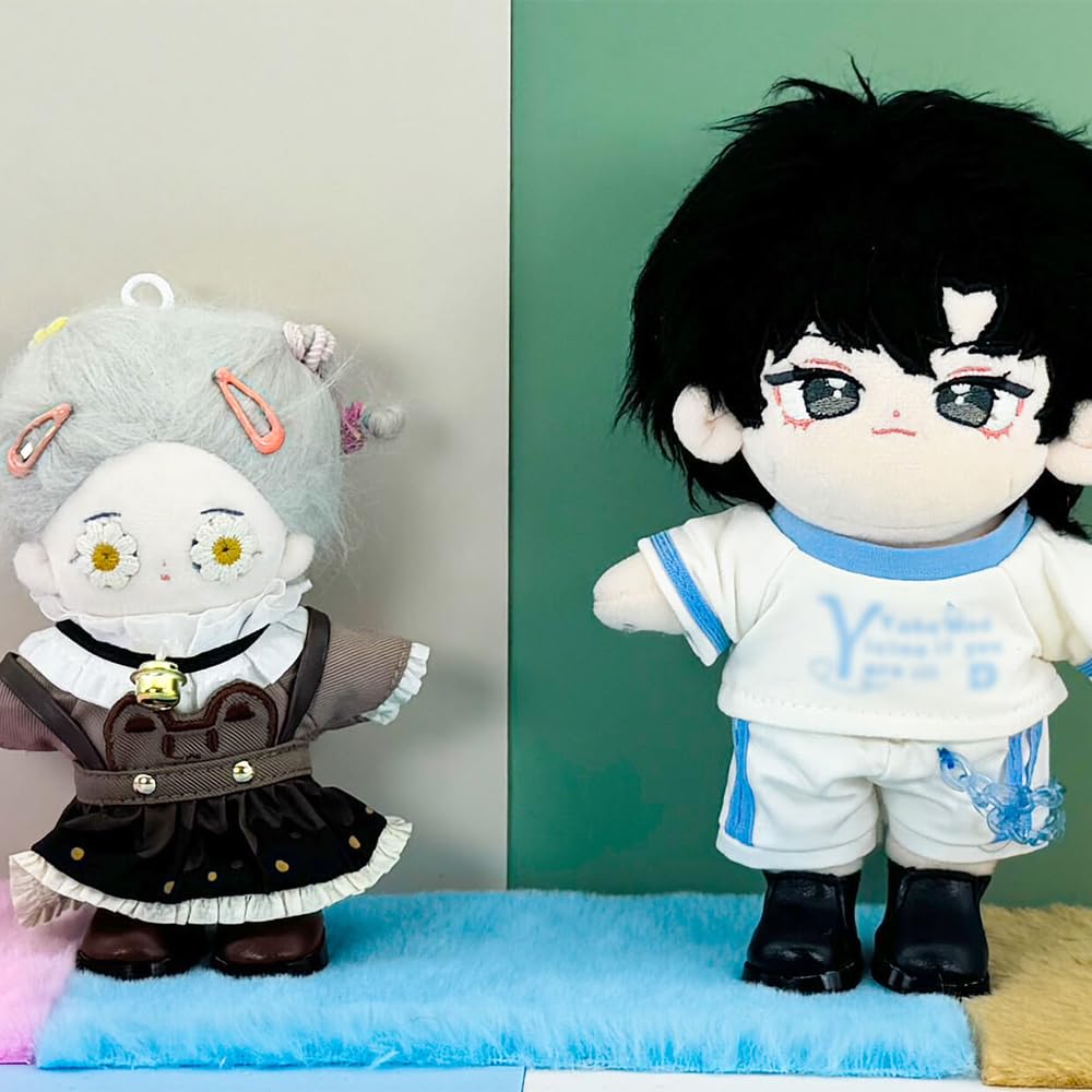 niannyyhouse 10cm Plush Doll Tall Boots Leather Shoes Length 3.8cm Doll Accessories (Black+Brown)