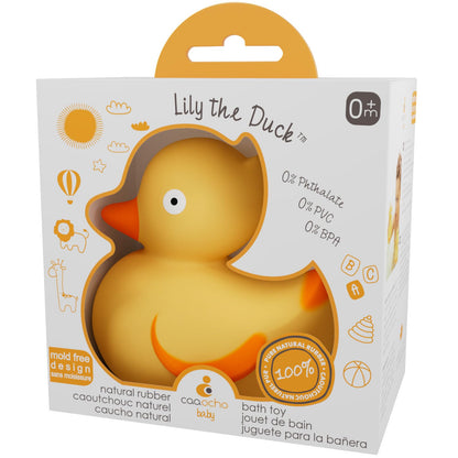 CaaOcho Pure Natural Rubber Bath Toy - Rubber Ducky Lily the Duck Baby Toy - Hole Free Bath Toys, BPA Free Bath Toys for Infants, Without Holes Sealed