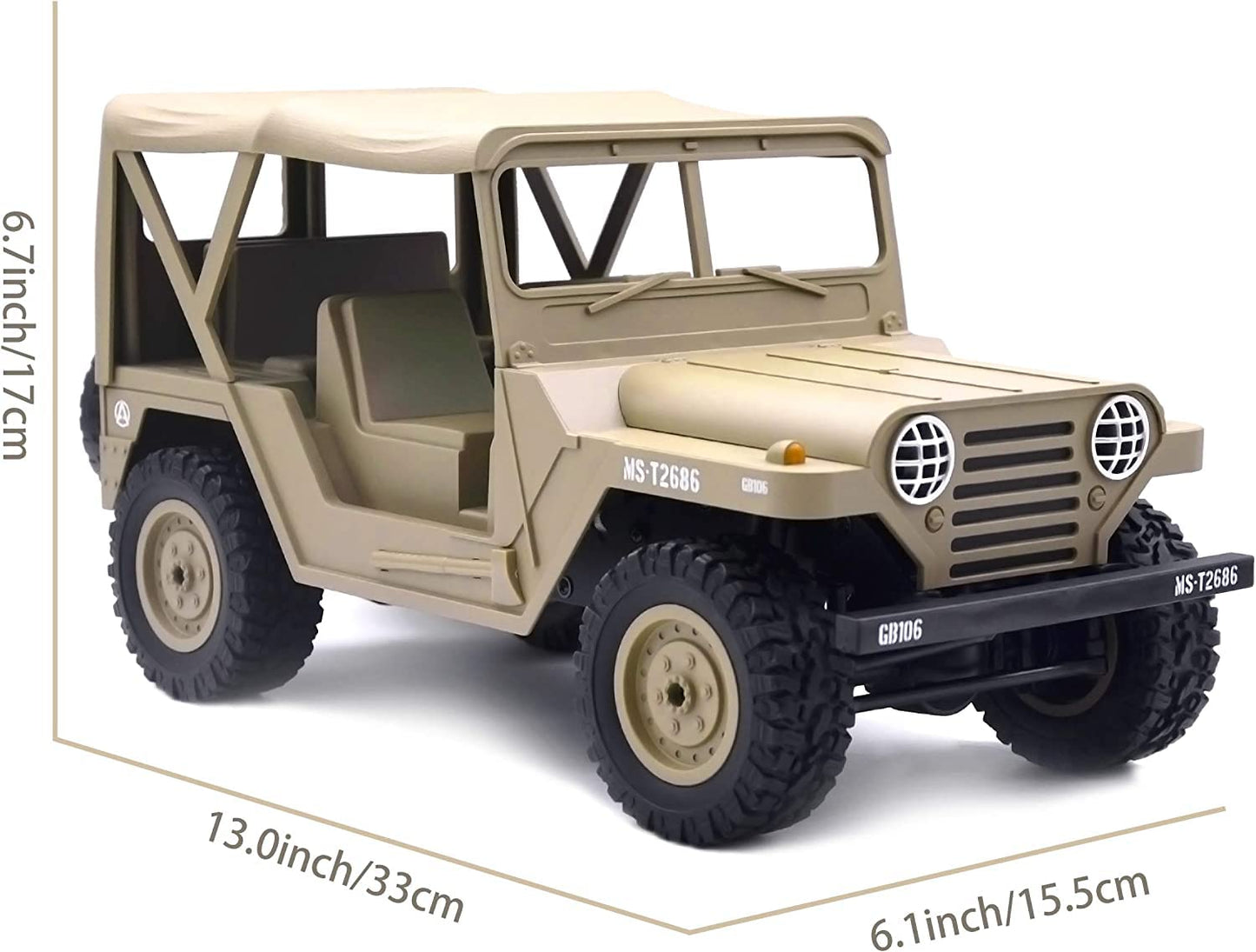 FMTStore US M151 Jeep RC Off-Road, 1:14 Scale 4WD Electric Remote Control Truck All Terrain Monster Climbing Car