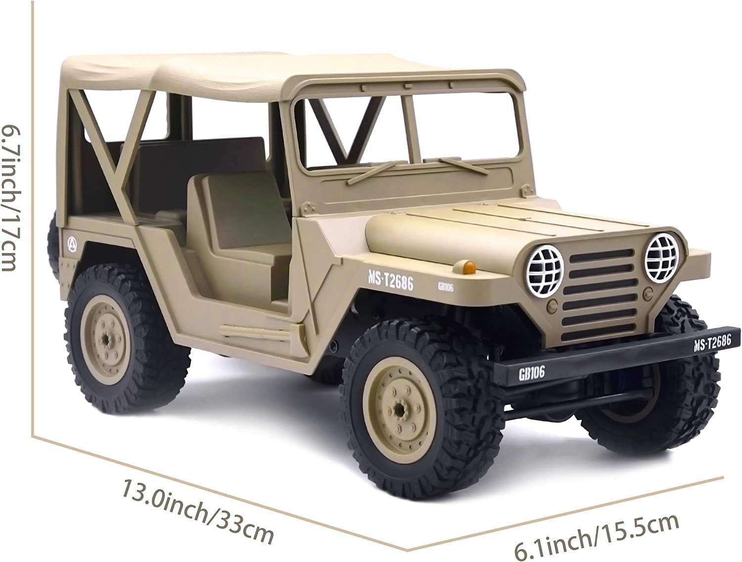 FMTStore US M151 Jeep RC Off-Road, 1:14 Scale 4WD Electric Remote Control Truck All Terrain Monster Climbing Car