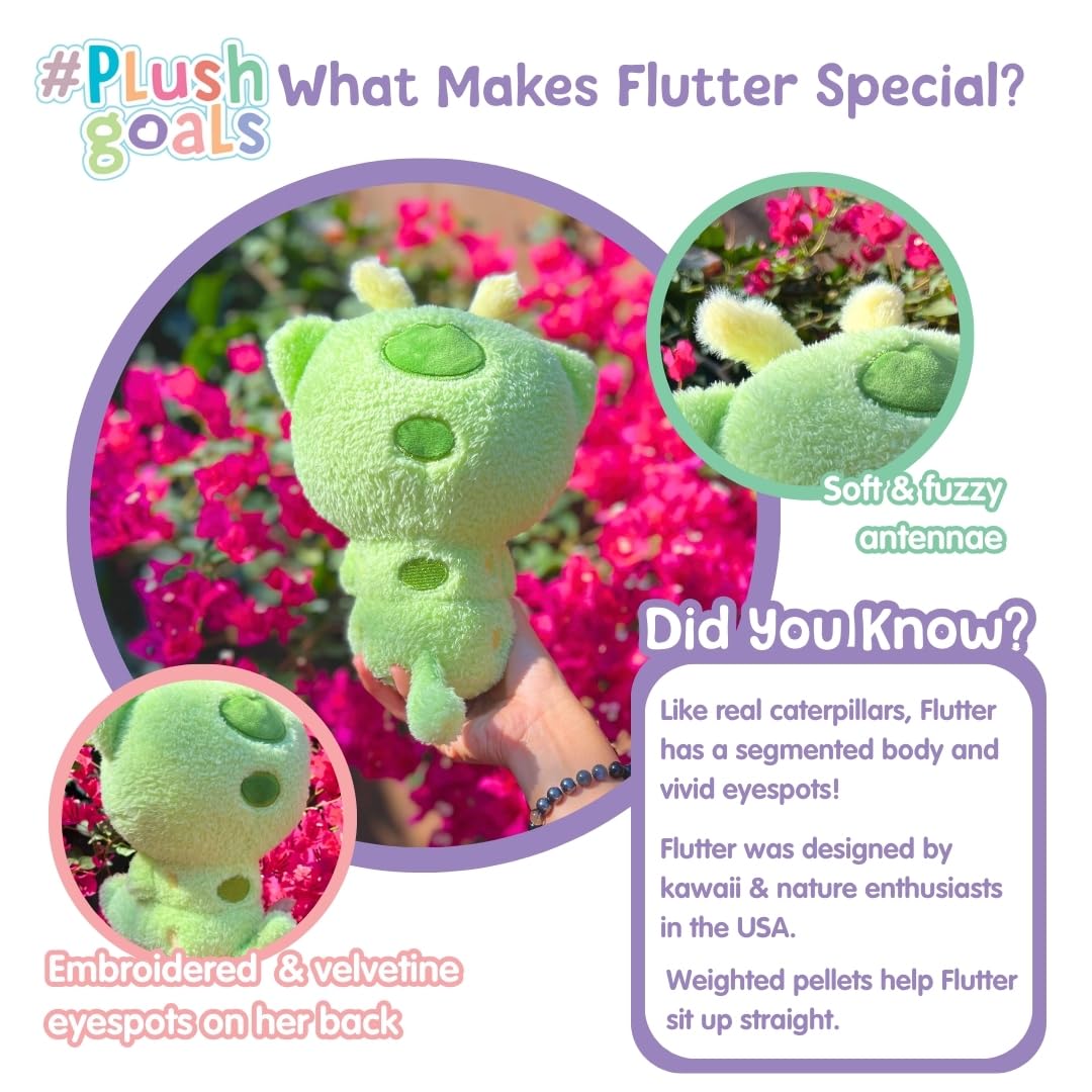 PlushGoals Flutter the Cat-tipillar - Kawaii Plush Cat Caterpillar, 10"