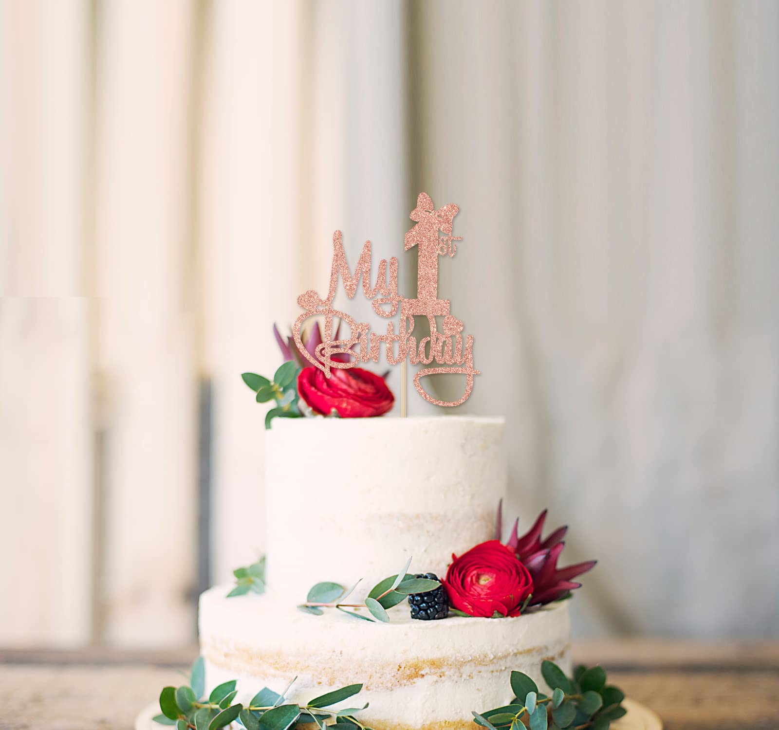 Rose Gold Glitter My 1st Birthday Cake Topper, Miss Onederful/Happy 1st Birthday/Wild One, Funny Baby Shower Party Decorations Supplies