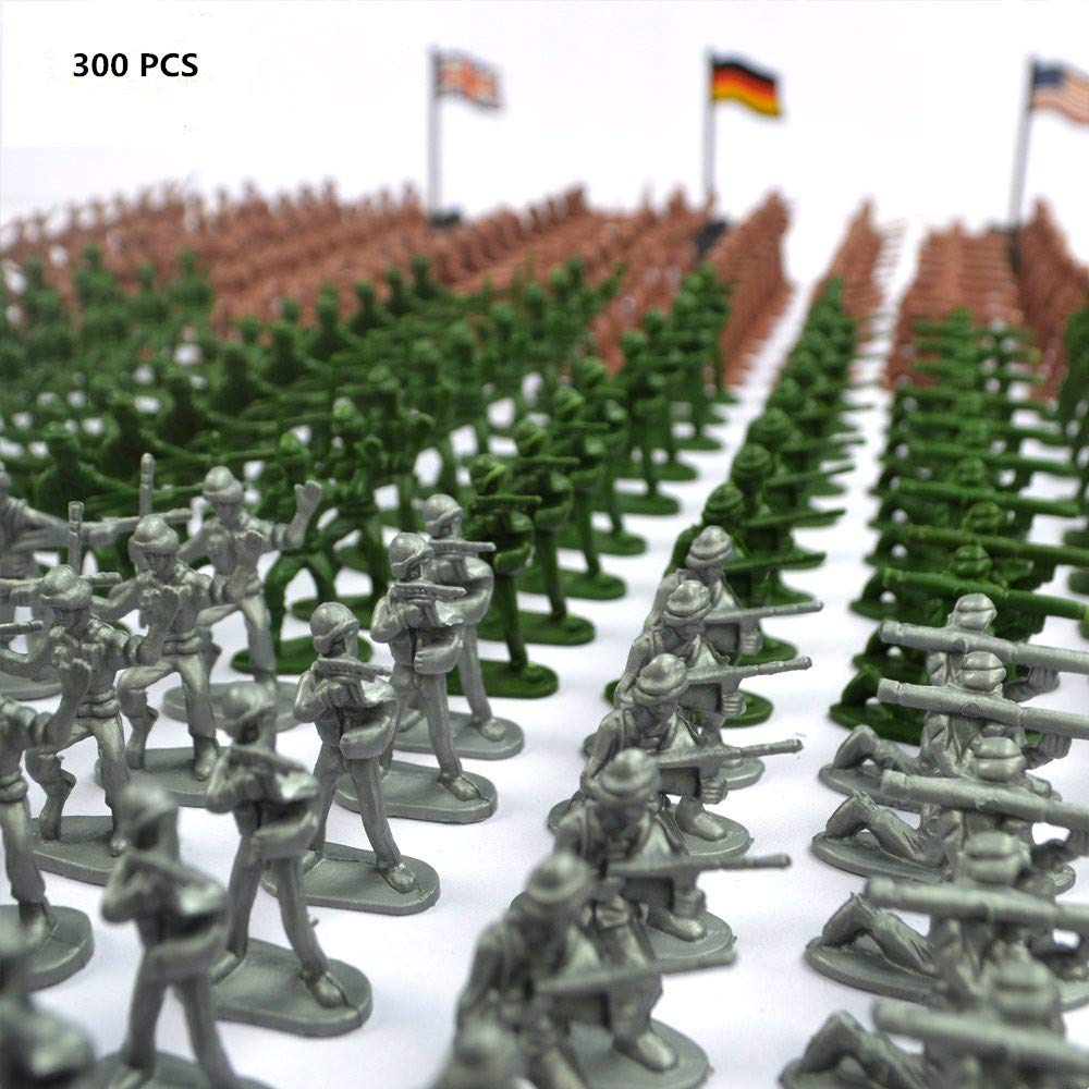 RAINBOW TOYFROG Army Men Action Figure Set - 300 pcs Toy Soldiers Military Playset - Classic Army Men Action Figures for Kids - Durable Army Toys