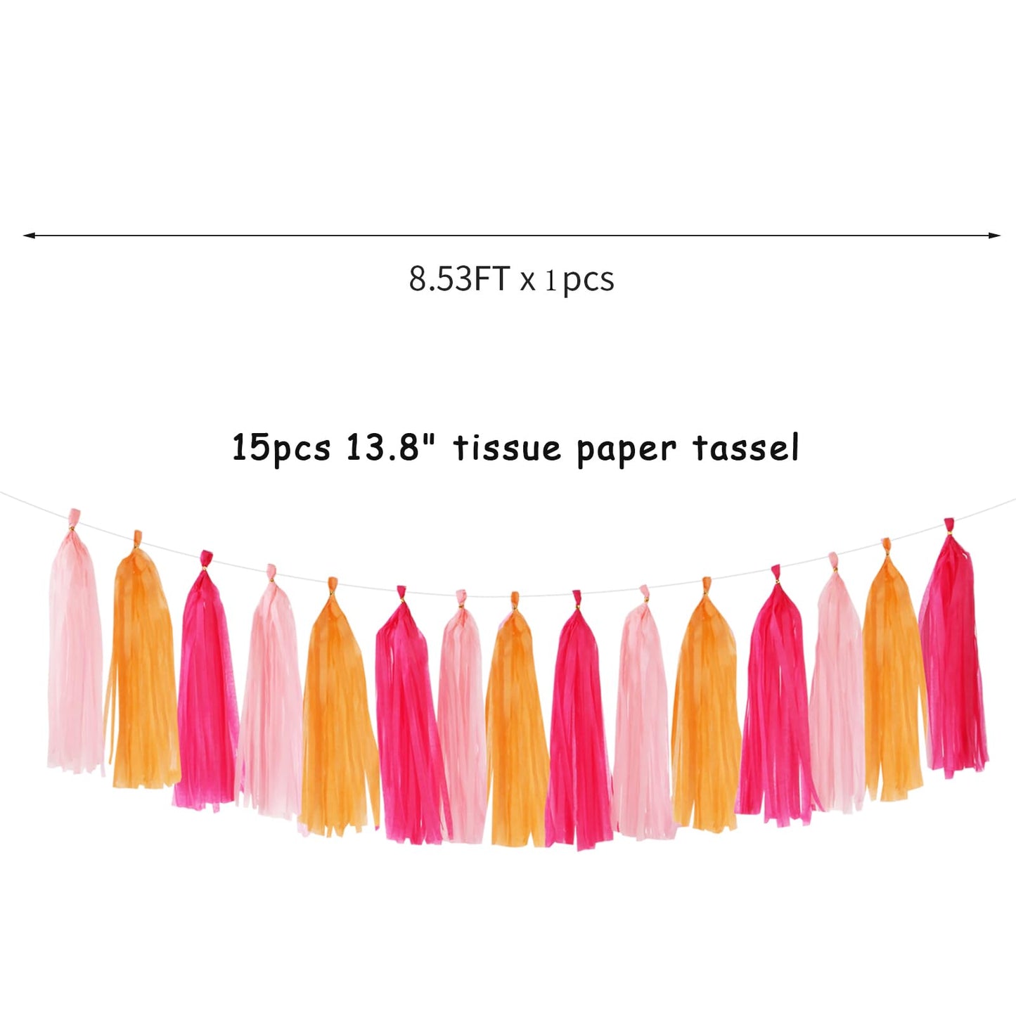 Hot-Pink Orange Fall Party-Decorations Tassel-Garland - 15pcs Groovy Baby-Shower Birthday Wedding Bridal Tassel, Autumn Thanksgiving Banner Streamers