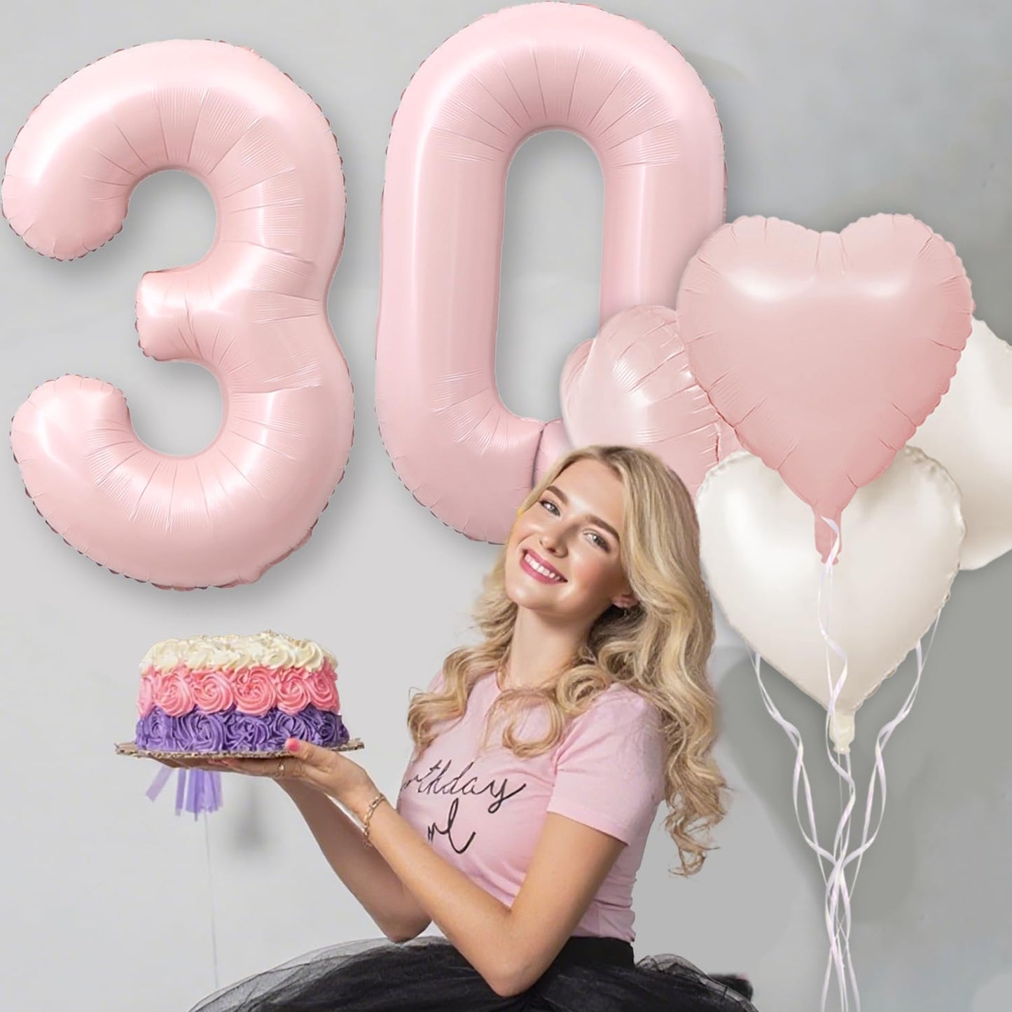 Pink 1 Balloon Number Pastel Pink 1st Birthday Party Decorations for Girls, 40inch Big Dusty Pink Balloon Foil Mylar 1 Birthday Balloons for First