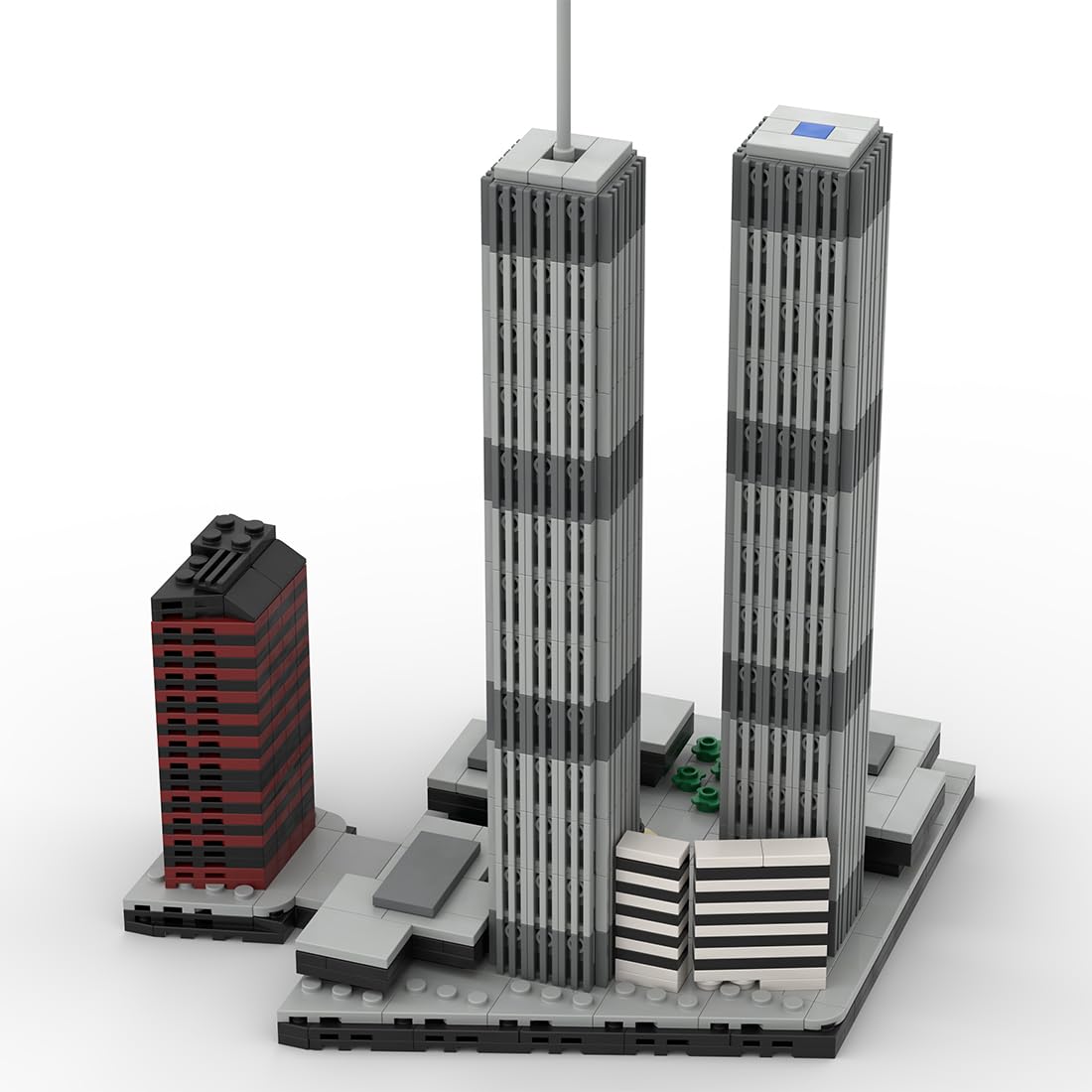 BrickCraftWorks 1/2000 Scale World Trade Center (1973-2001) Micro Parts Building Blocks Set, Famous Landmark Buildings Model, Display and Collect Toy