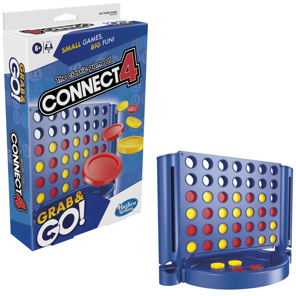 Connect 4 Portable Game for Ages 6 and Up, Grab and Go, 2 Players, Compact, Travel Size