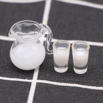 White Fake Glass of Milk 1/12 Miniature Milk Pitcher Dollhouse Decoration Accessories Milk jug Toy Dollhouse Accessories Pitcher 0.9x0.8x0.9 inch