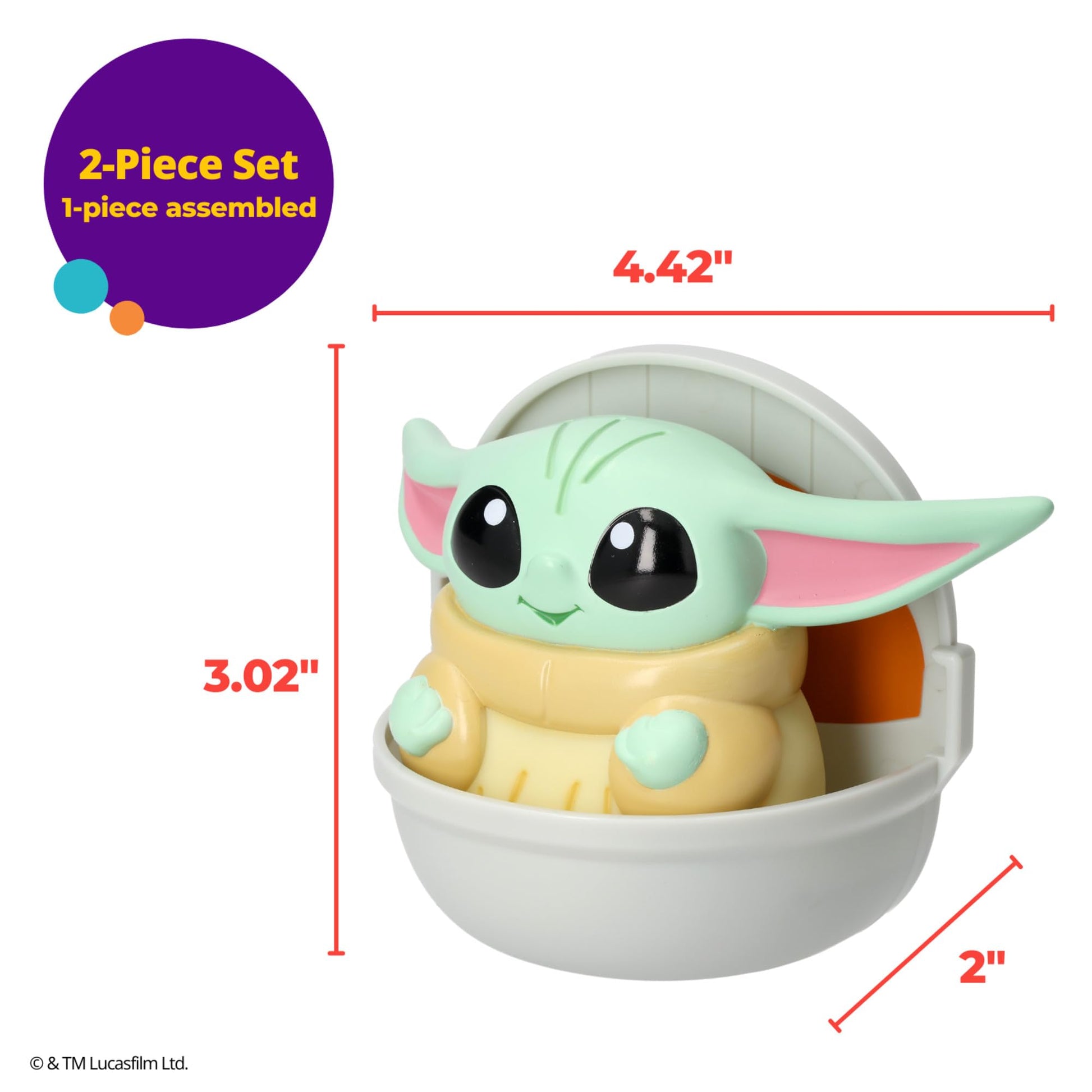 DecoSet® STAR WARS: THE MANDALORIAN Cake Topper, Featuring Grogu Squishy and Hover Pram Stand, Collectable Cake Decoration For Birthday