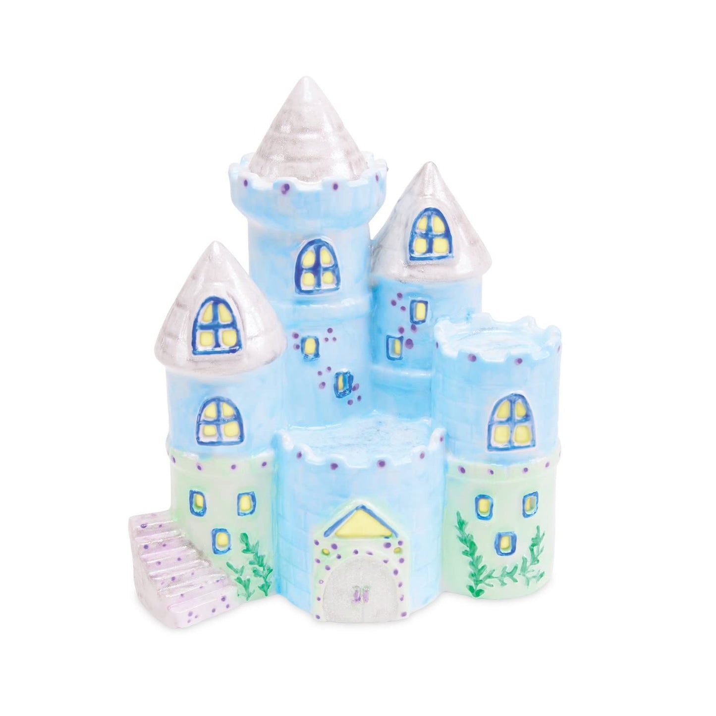 MindWare Paint Your Own Porcelain: Castle Light with 2 Tea Lights, 14 Paints, 2 Brushes & Painting Guide - Creative Paintable Pottery Crafts & Gift