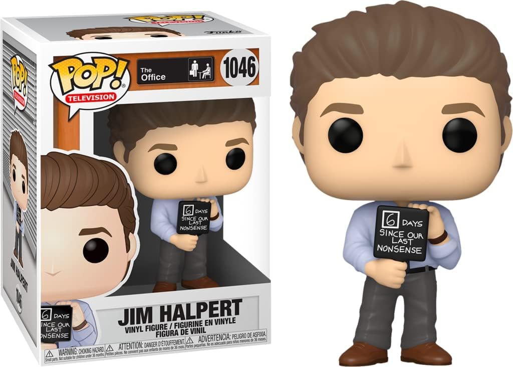 Funko Pop! TV: The Office - Jim Halpert with Nonsense Sign Vinyl Figure (Bundled with Compatible Pop Box Protector Case), Multicolored, 3.75 inches