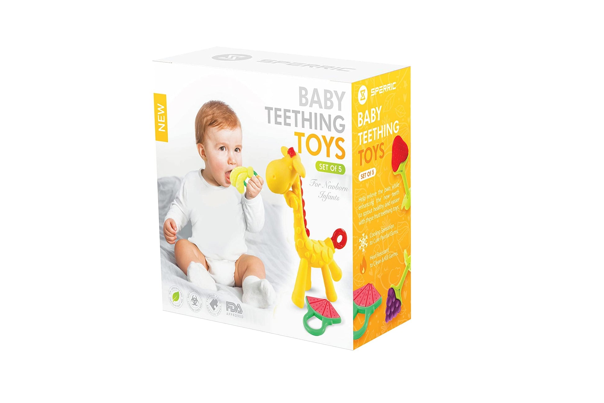 Baby Teething Toys for Newborn (5-Pack) Freezer Safe BPA Free Infant and Toddler Silicone Teethers Soothe Babies Gums, Perfect Baby Gift