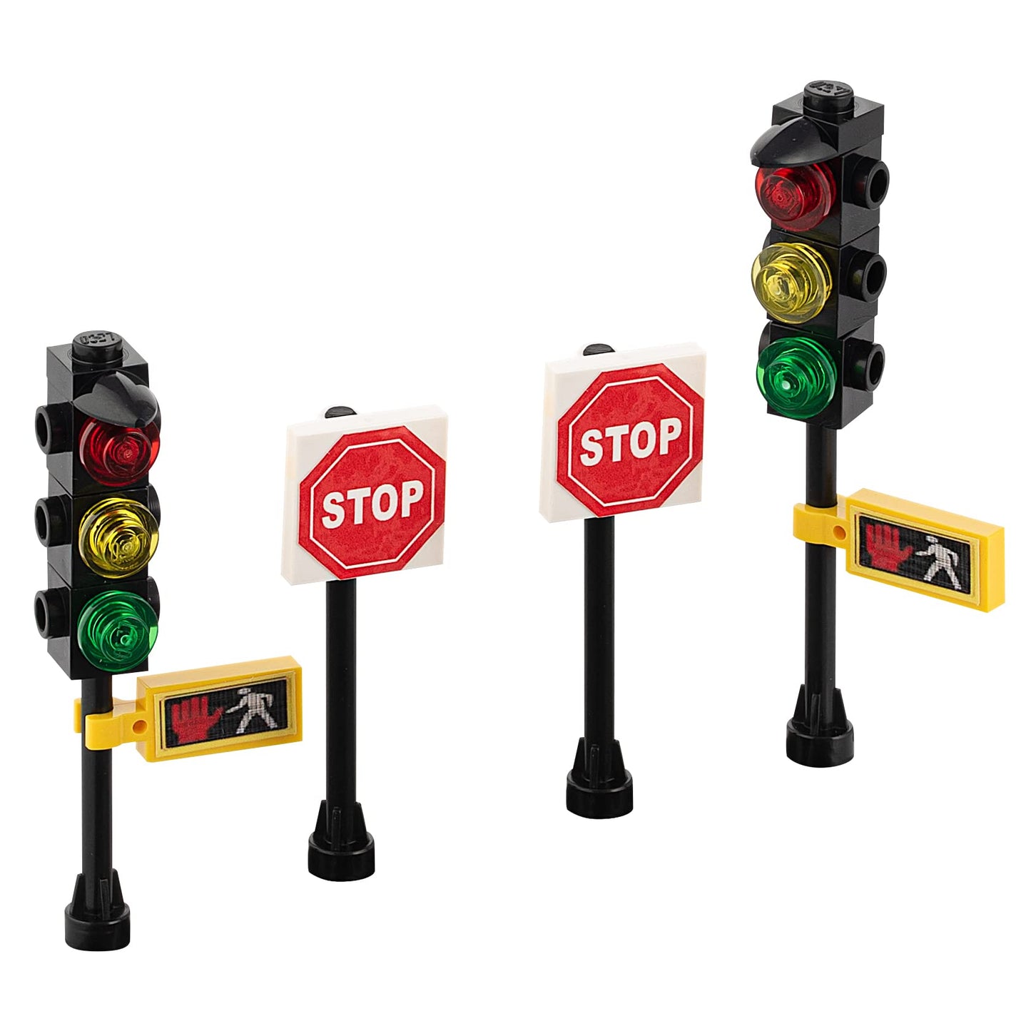 Road Signs, Traffic Lights, Post Box, Building Bricks Play Toys Miniature Traffic City Street Village 36 Piece Educational Learning Gift MOC Hobby