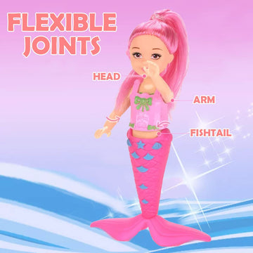 Liberty Imports 12 Pack Mermaid Dolls Pretend Playset - 6" Mini Figures Toy Bundle Set with Removable Accessories - Ideal for Kids, Girls, Party