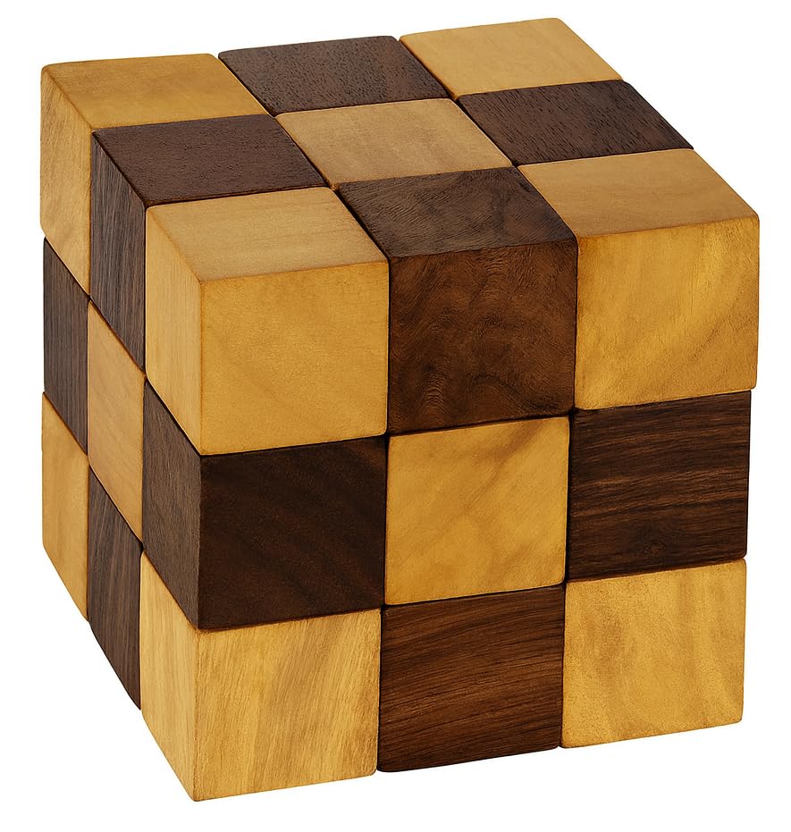 TOSQP27 Wooden Puzzle Brainteaser Snake Cube Handmade Adult Gifts -Brain Teasers Toy Intelligence Game -Intelligence Developing and Stress Relief Toy