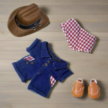Clothes for 15/17cm Dolls - LABUBU Clothes Cowboy Set for 6.7 inch Doll , Premium Stylish Outfit with Accessories for Play & Display(No Doll
