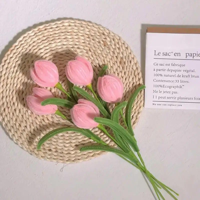 100 Pieces Pink Pipe Cleaners Chenille Stem Bulk, Thick Chenille Stems for Art and Craft Projects Creative DIY Decorations,Christmas Ornaments (Pink)