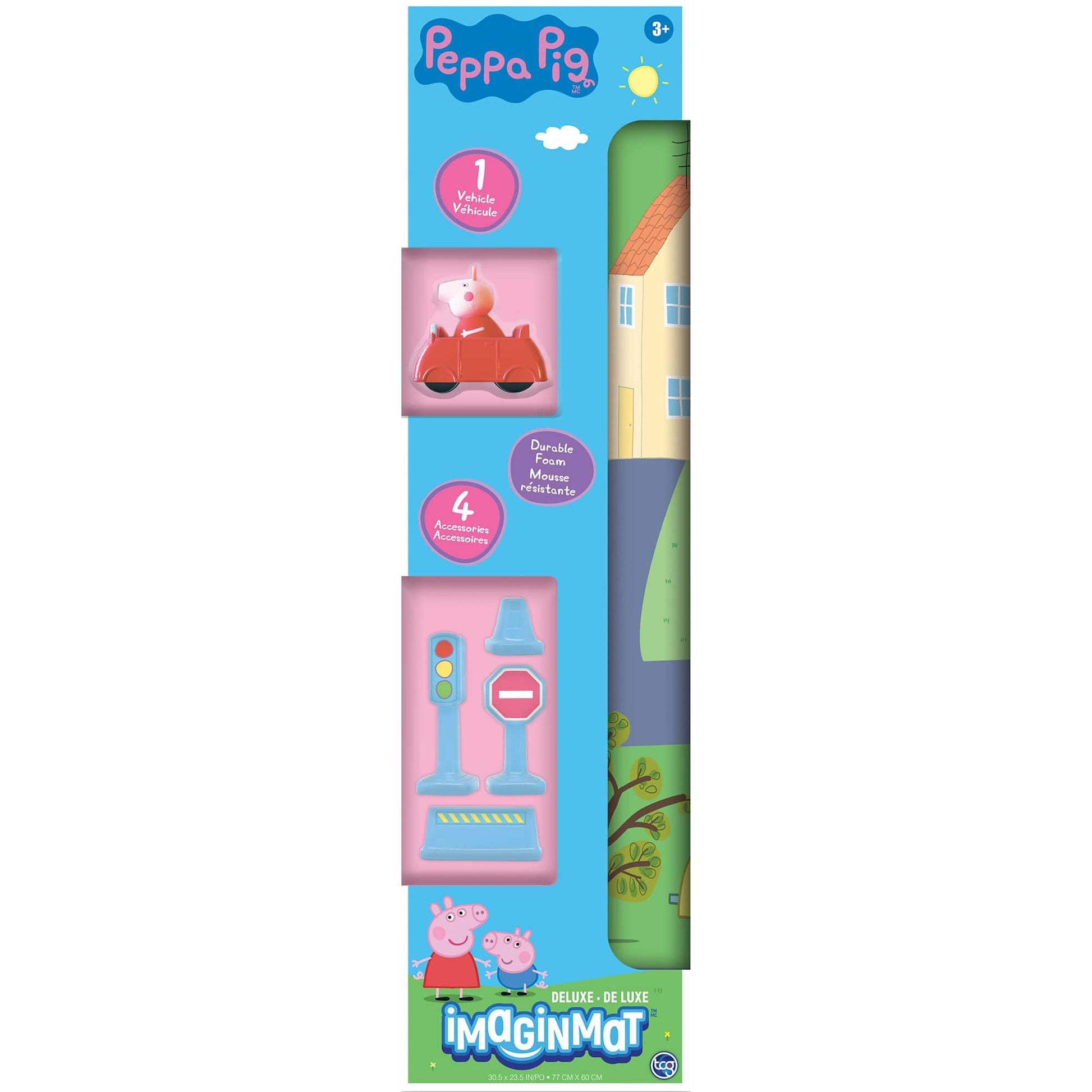 Imaginmat: Deluxe - Peppa Pig - Floor Playmat & Toy Car, 30.5 x 20.5, Character Vehicle & Road Accessories, Durable EVA Foam Mat, Licensed, Kids 3+