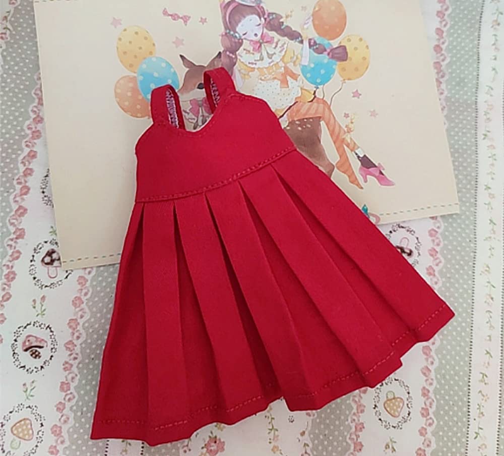 XiDonDon BJD Doll Clothes Cute Sundress Shirt for Blyth,Ob24,Licca,Azone BJD Doll Accessories Clothing (Red Set)