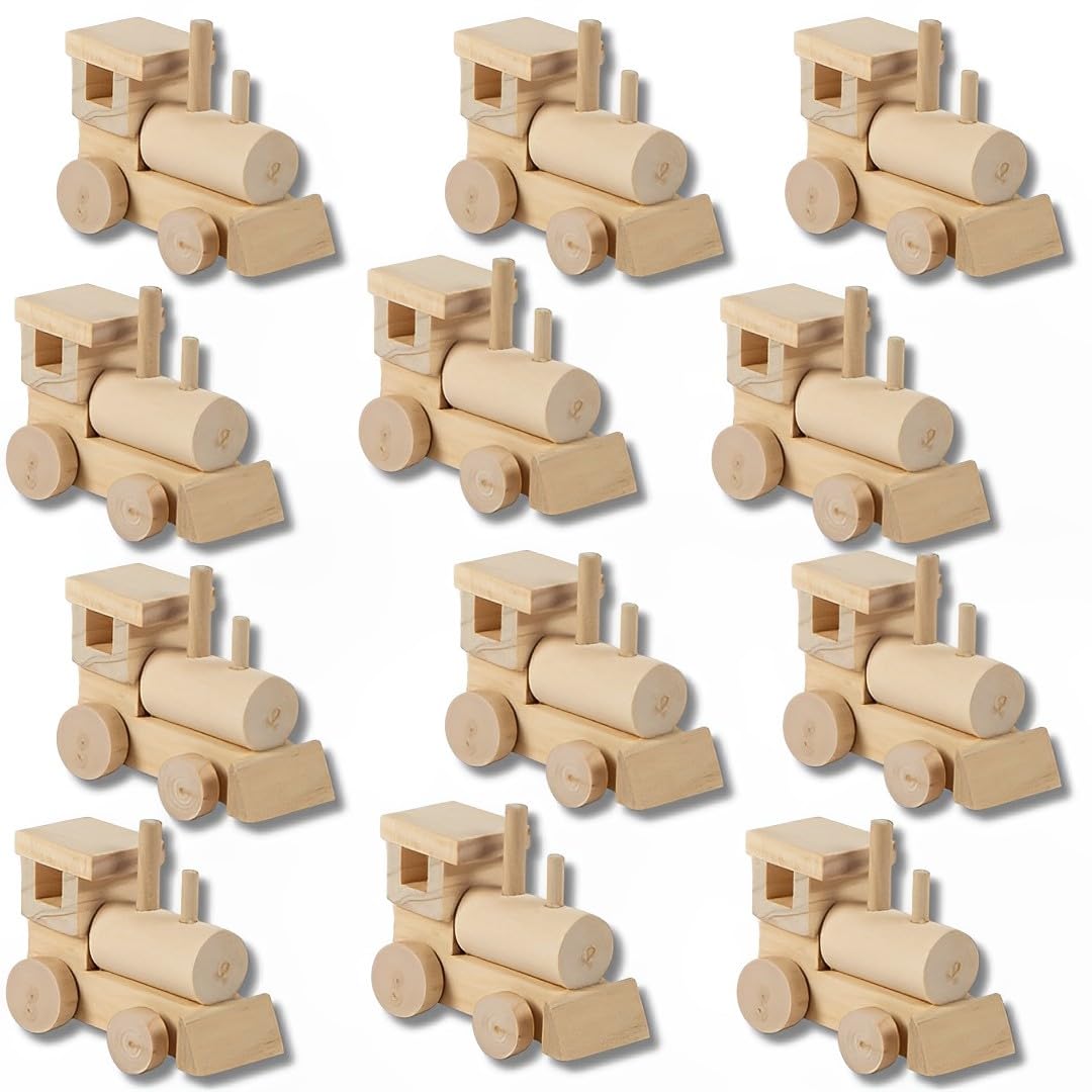 Fun Express DIY Wooden Train - Craft Kits - 12 Pieces