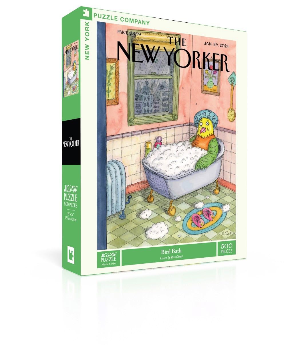 New York Puzzle Company - New Yorker Bird Bath - 500 Piece Jigsaw Puzzle for Adults by Roz Chast