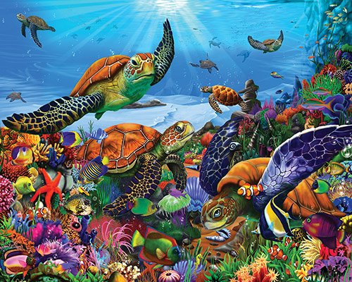 White Mountain 300 Piece Jigsaw Puzzle Fun Ocean, Amazing Sea Turtles