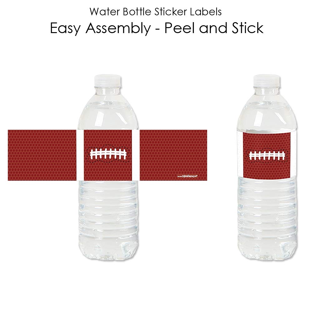 Big Dot of Happiness End Zone - Football - Baby Shower, Birthday Party Water Bottle Sticker Labels - Set of 20