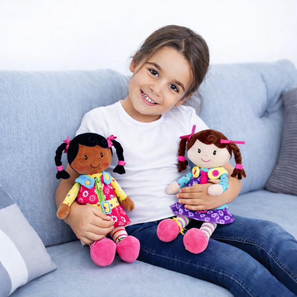 Snuggle Stuffs Sugar Snap Plush Learn to Dress Doll for Toddlers - 15" - Toys & Birthday Gifts for 2 Year Old Girls