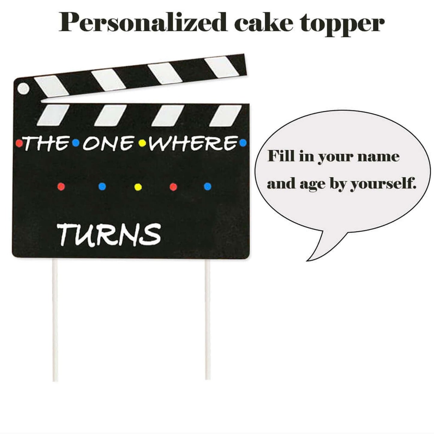 XXDecor TV Show Birthday Cake Decorations Personalized The One Where (Name) Turns (Age) Cake Topper for TV Show Theme Birthday Party Supplies