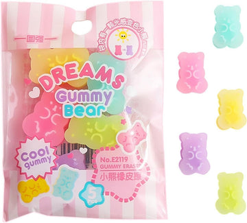 5Pcs Cute Erasers for Kids - Colorful Gummy Bear Cabochons, Erasers Animals, Interactive Eraser Pets, Cartoon Bear Pencil Erasers, Stationery Supplies