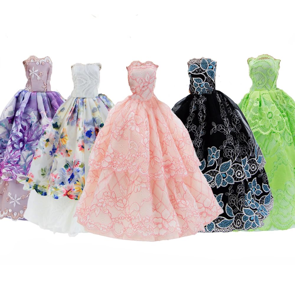 GIETIOS 5Pcs Handmade Clothes Dress for Doll Wedding Party Dresses Gown Outfit Costume Suit for 11.5 inch Dolls Random Style