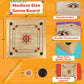 Carrom Board Game - Wooden Strike and Pocket Game Set with Group of Black and Beige Coins, 2 Red Queen Coins, Striker Coin, and Cue Sticks by Hey Play