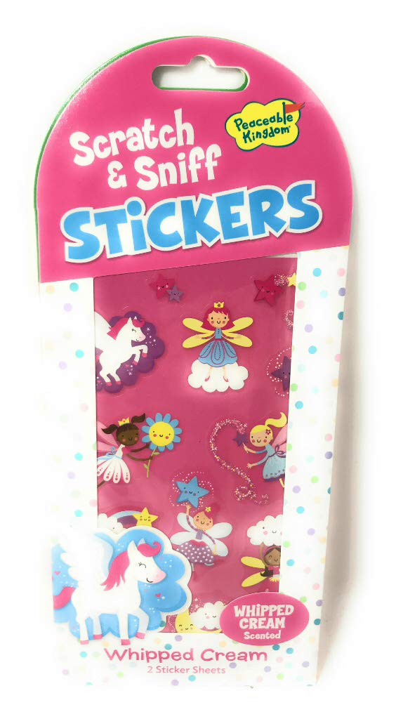 Peaceable Kingdom Scratch and Sniff Fairies & Unicorns Whipped Cream Scented Sticker Pack