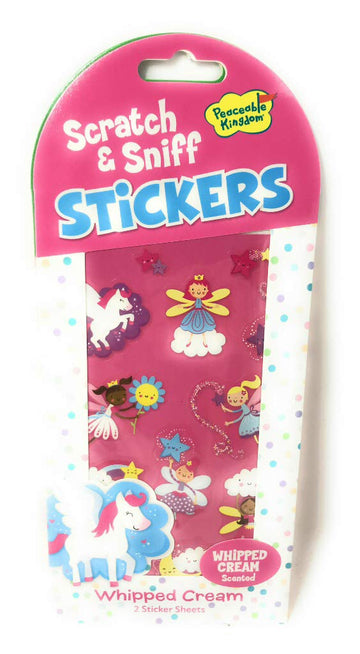 Peaceable Kingdom Scratch and Sniff Fairies & Unicorns Whipped Cream Scented Sticker Pack