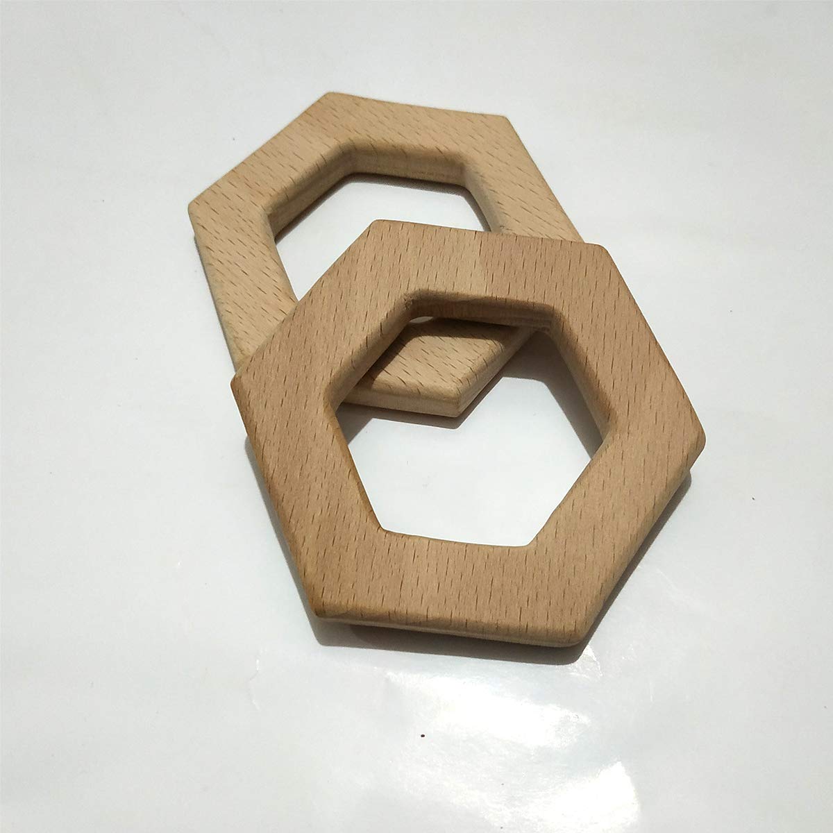 10pcs Natural Wooden Hexagon Pendant Pure Natural Beech Wood Animal Shape for Handmade Home Decoration Craft Accessory (Hexagon 10pcs)