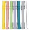 Gadgetime USA Hollow Stick Teether (Pack of 6) - Chew Straw Toy for Toddlers - Infant Silicone Tube - BPA Free, Freezer Safe, Dishwasher Safe, Easy